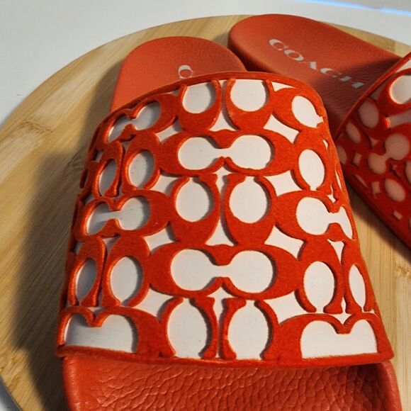 COACH Udele Signature Rubber Slides Fiery Red, Sz 10 B With Box Limited Edition - Picture 15 of 16